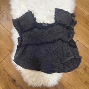 Blue B Charcoal Ruffle Blouse